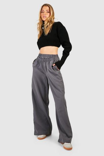 Dual Waist Band Wide Leg Trouser grey