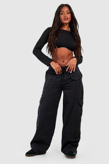 Drawstring Waist Cargo Trouser black