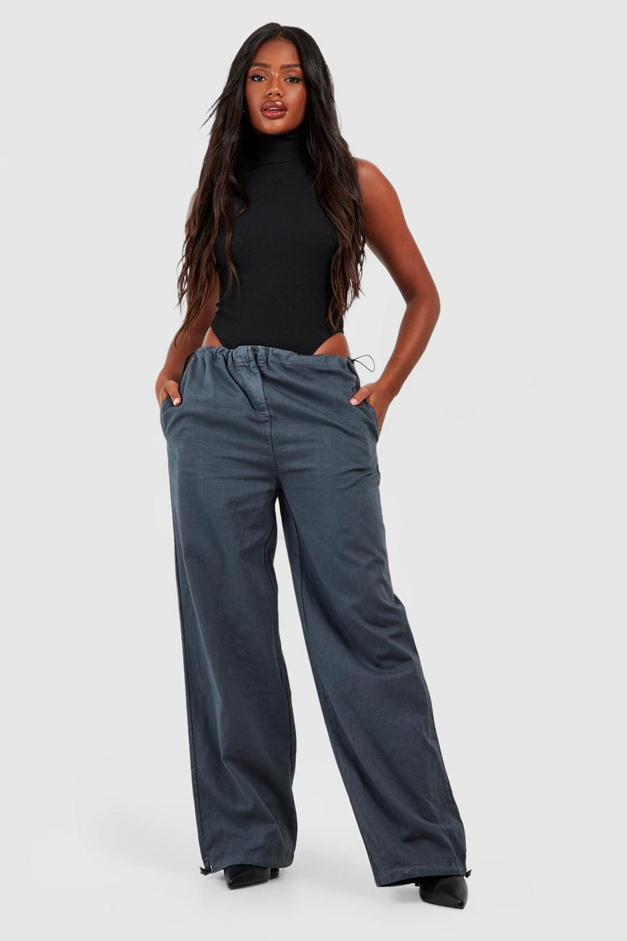Charcoal Toggle Waist Cargo Pants image number 1