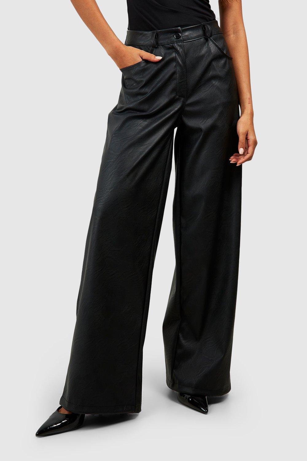 Leather-effect elastic waist trousers - Women