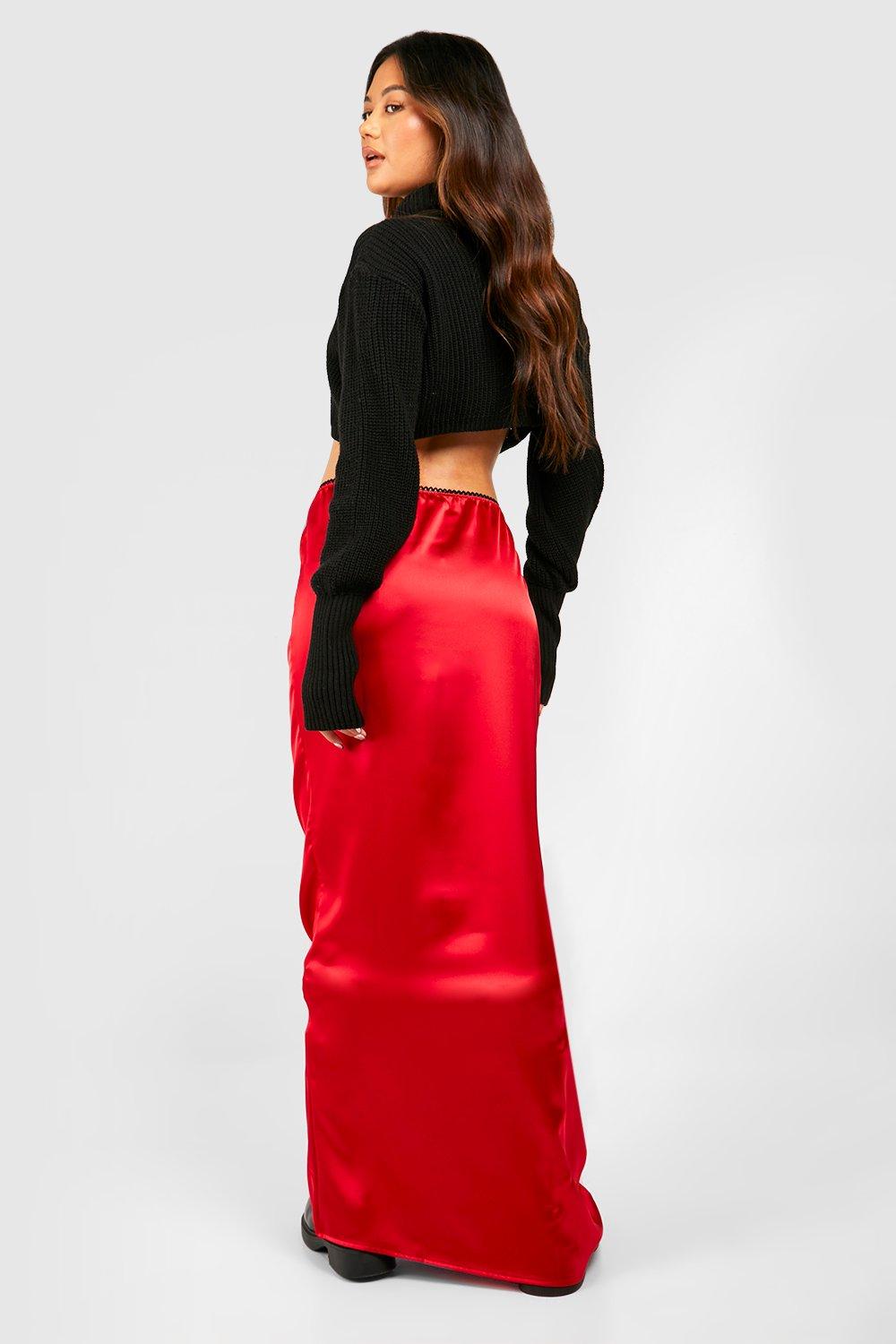 Boohoo red hotsell maxi skirt