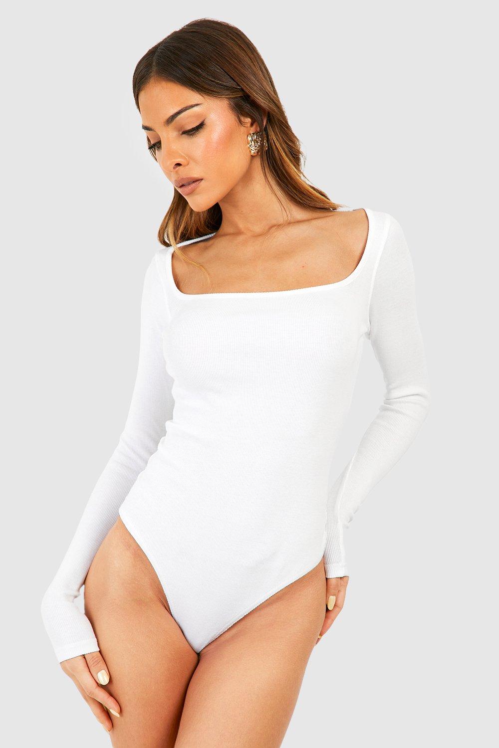 Basic Rib Straight Neck Bodysuit