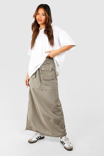 Khaki 2 In 1 Zip Detail Cargo Skirt