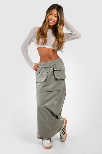 Grey 2 In 1 Zip Detail Cargo Skirt