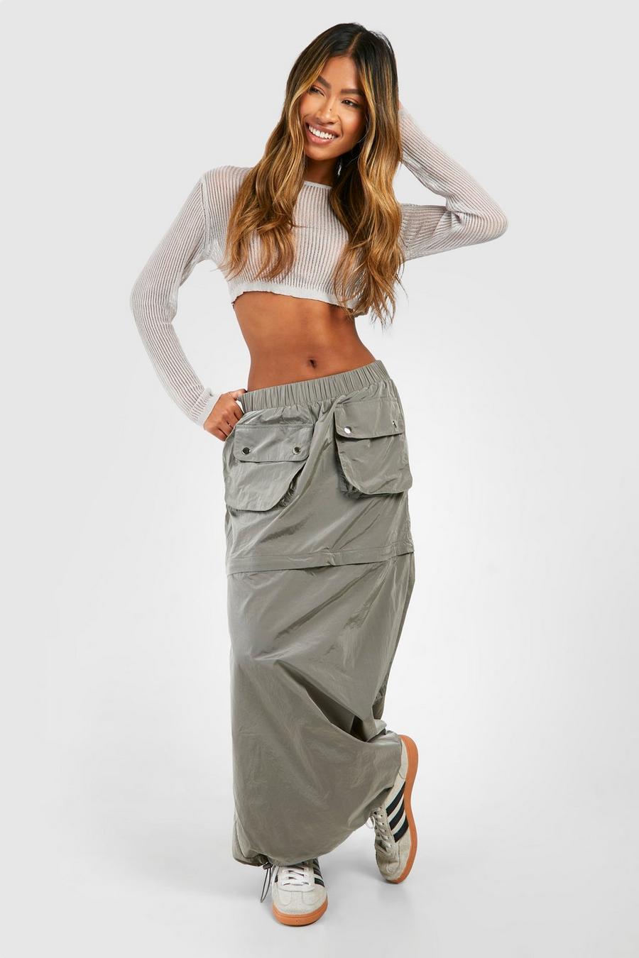 Slate grey 2 In 1 Zip Detail Cargo Skirt  image number 1