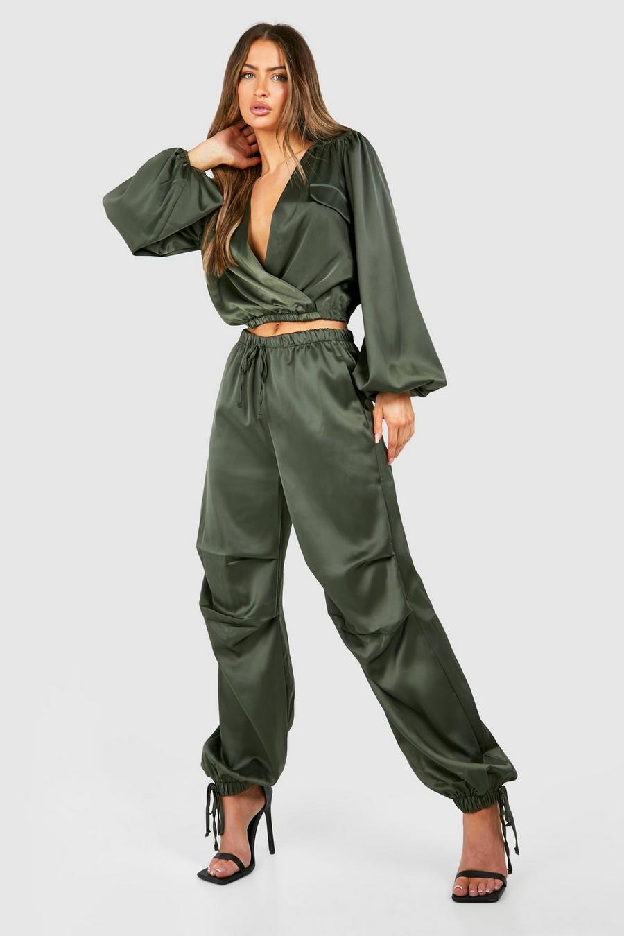 Khaki Leg Avenue seamless solutions crop top and legging short set in tan