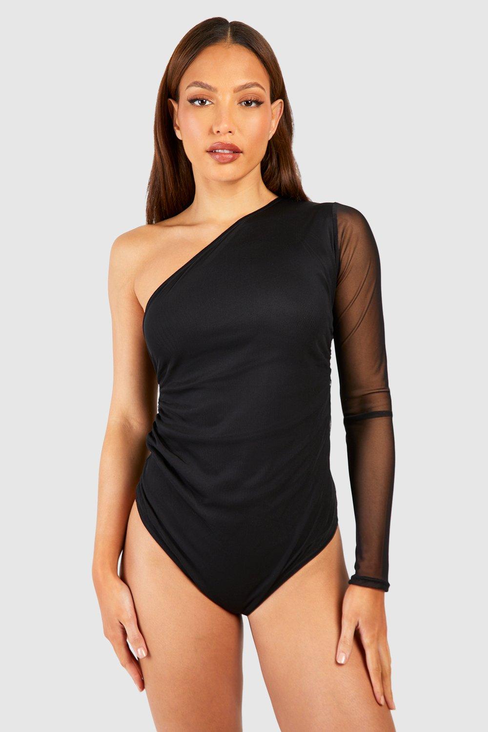 Black Body Woman One Shoulder, Bodysuit Female One Shoulder