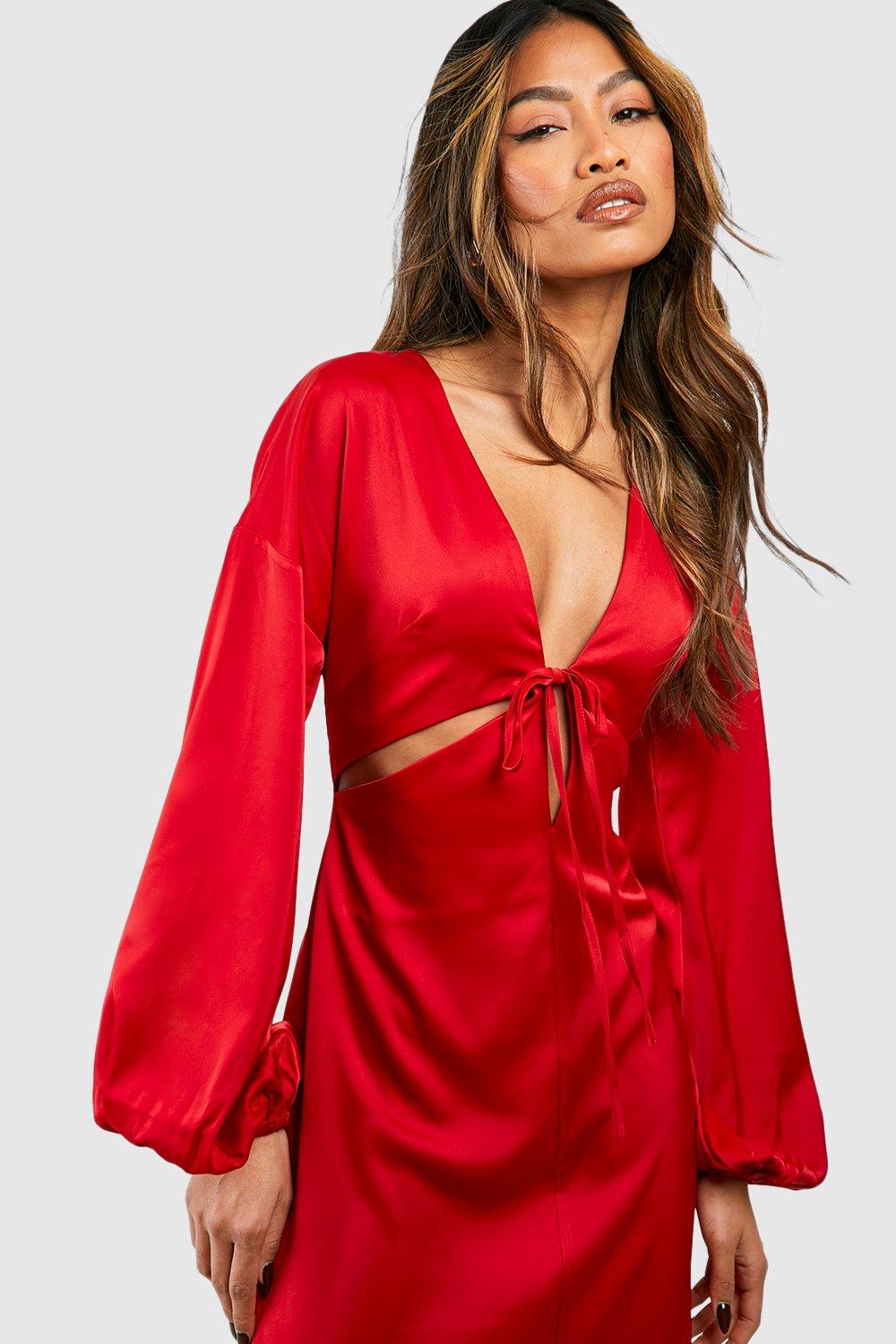 Satin batwing outlet dress