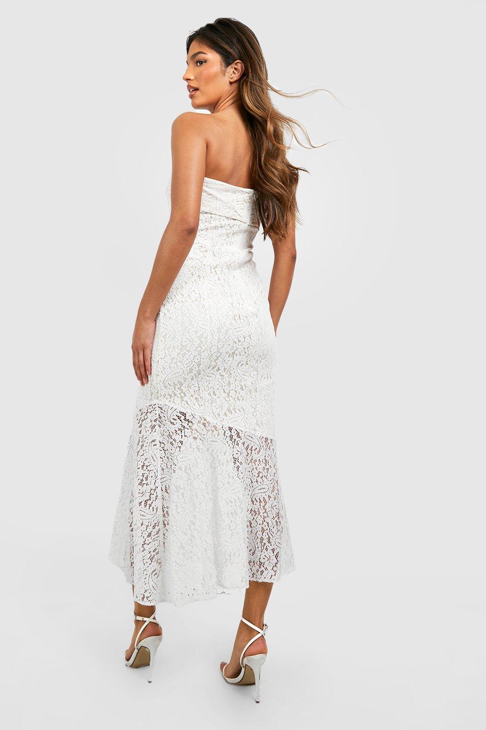 Lace Bandeau Woven Midi Dress