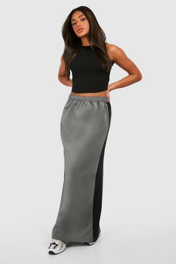 Tricot Maxi Rok Met Zijstreep grey