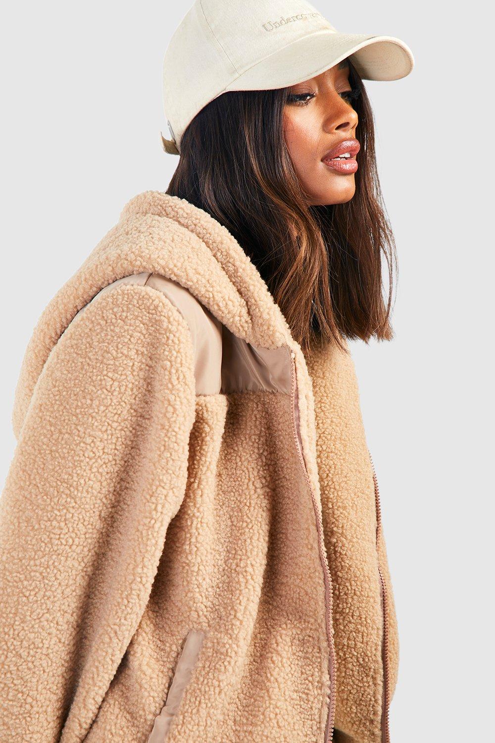 Hooded faux fur jacket womens on sale