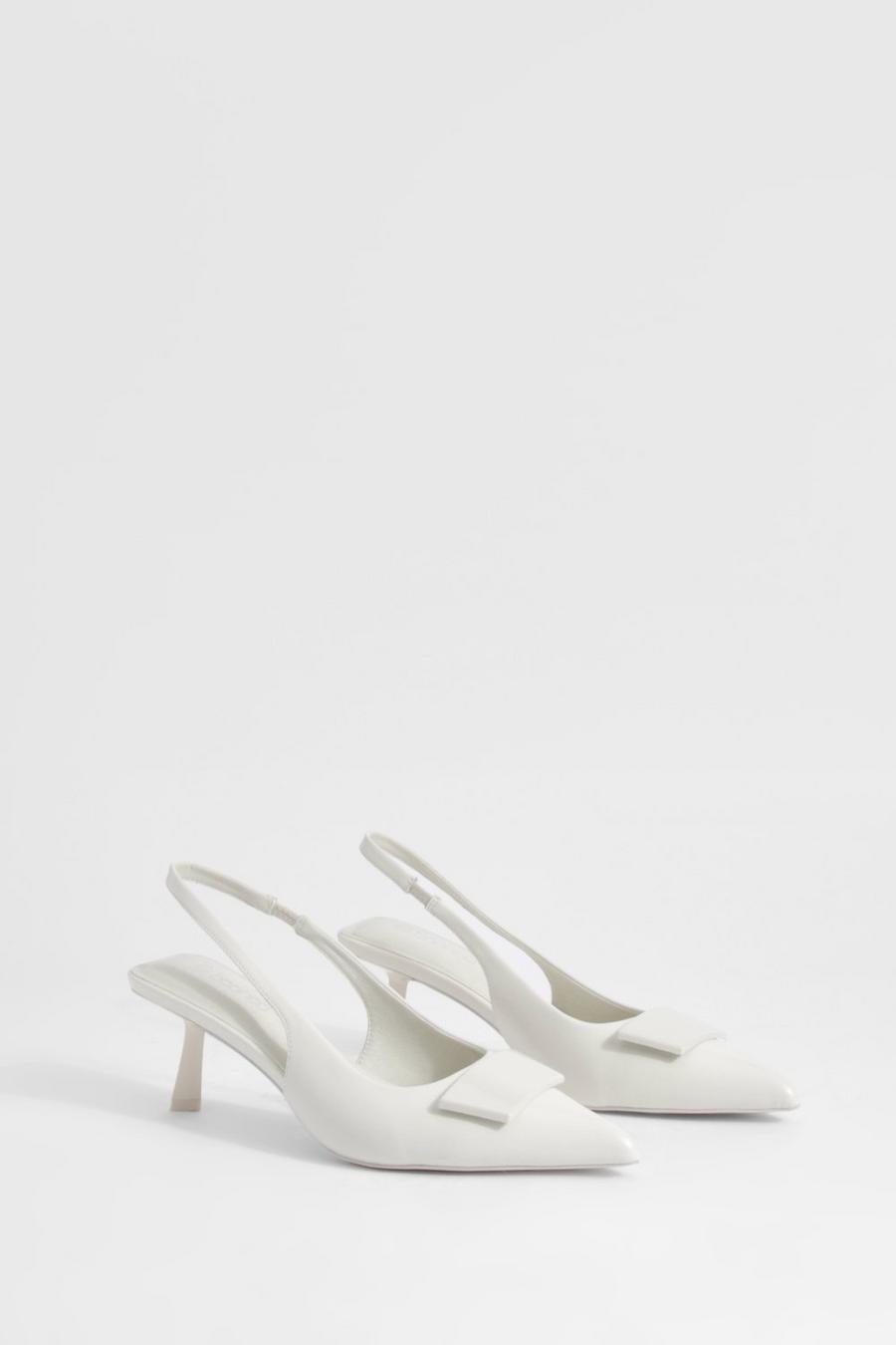 White Low Slingback Point Heeled Courts image number 1