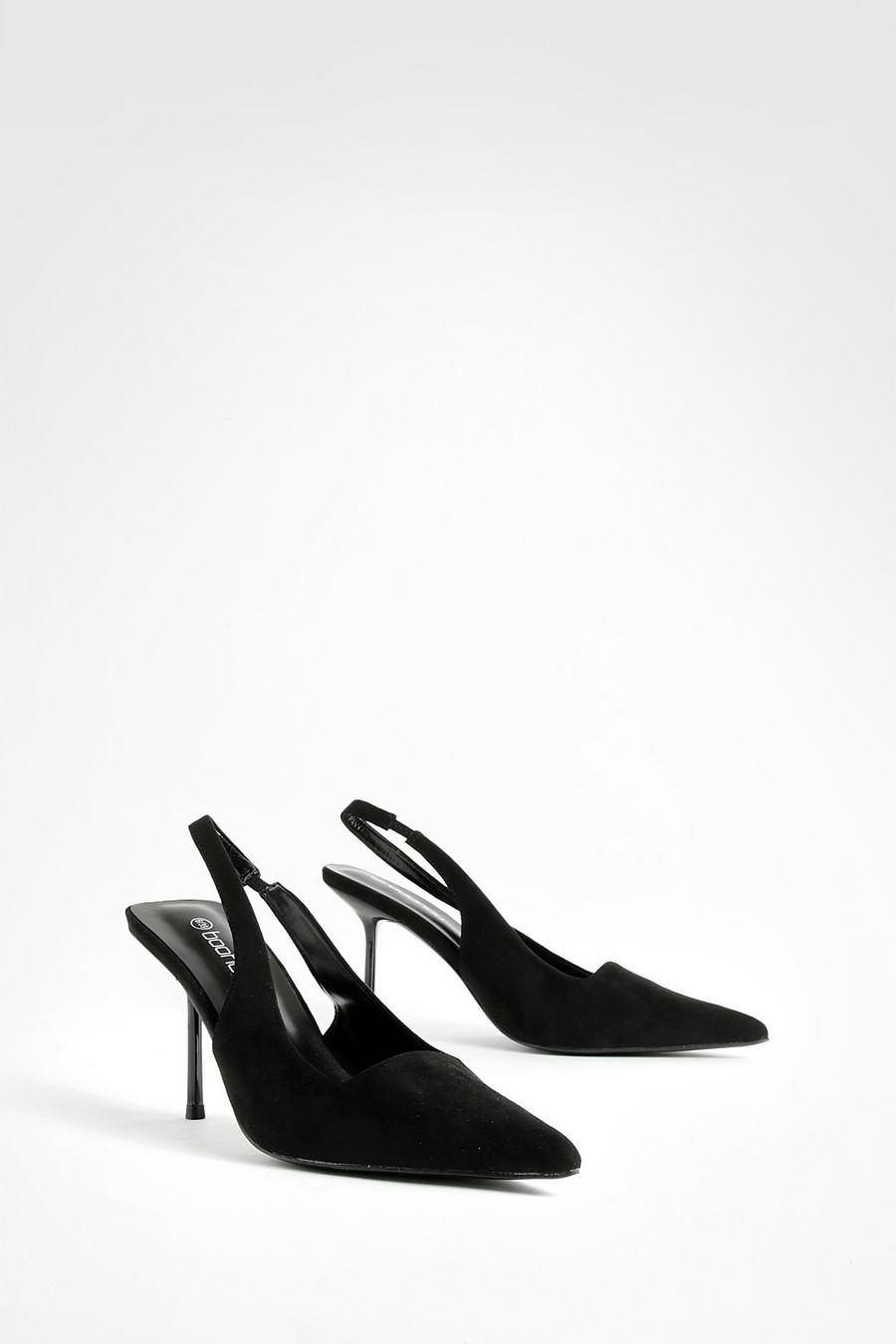 Zapatos de salón sin talón con punta de pico, Black image number 1