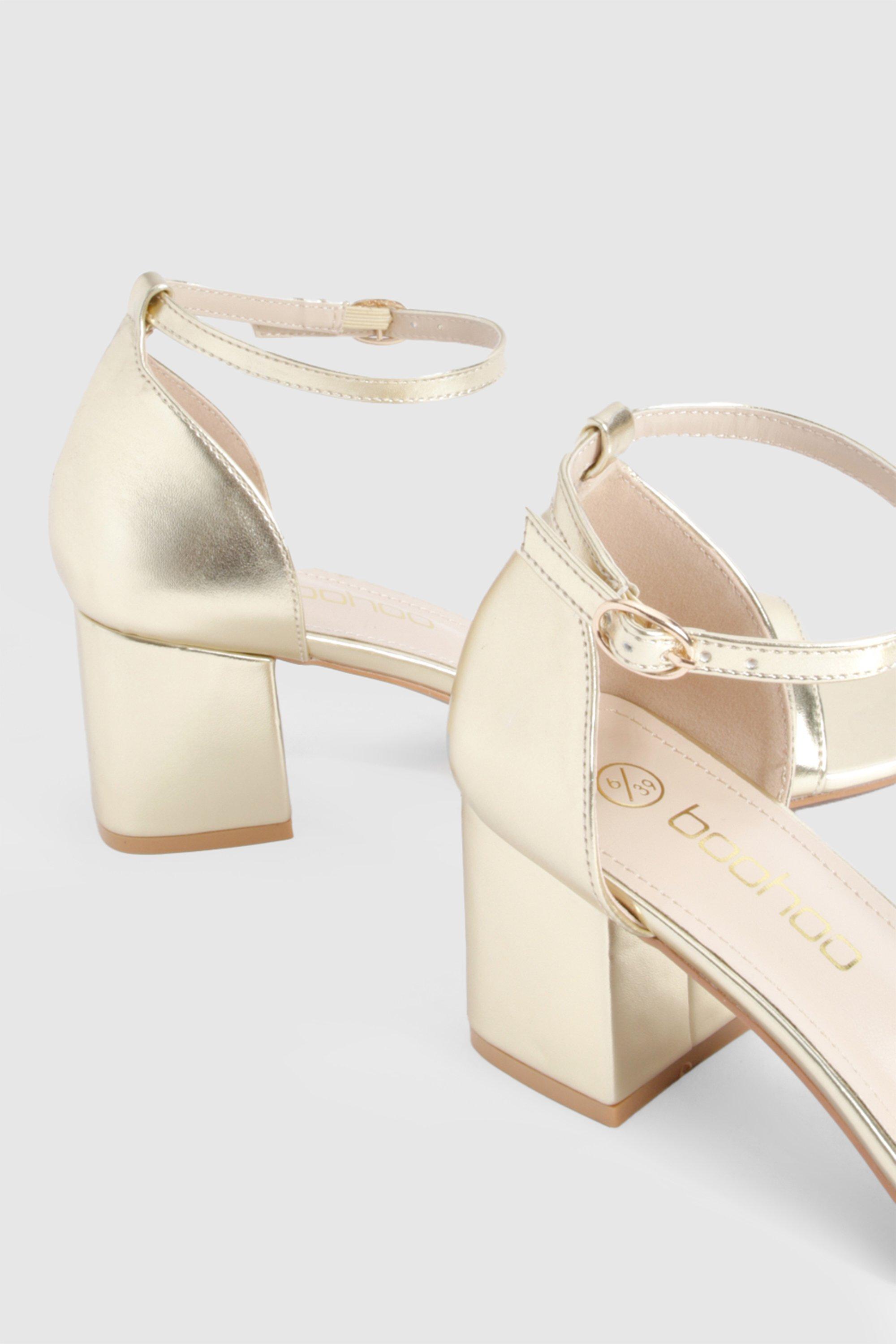 Low Block Metallic Barely There Heels boohoo DK