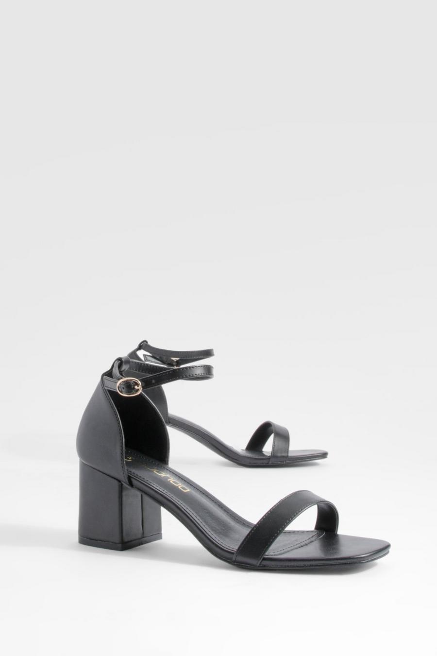 Black Low Block Barely There Heels  image number 1