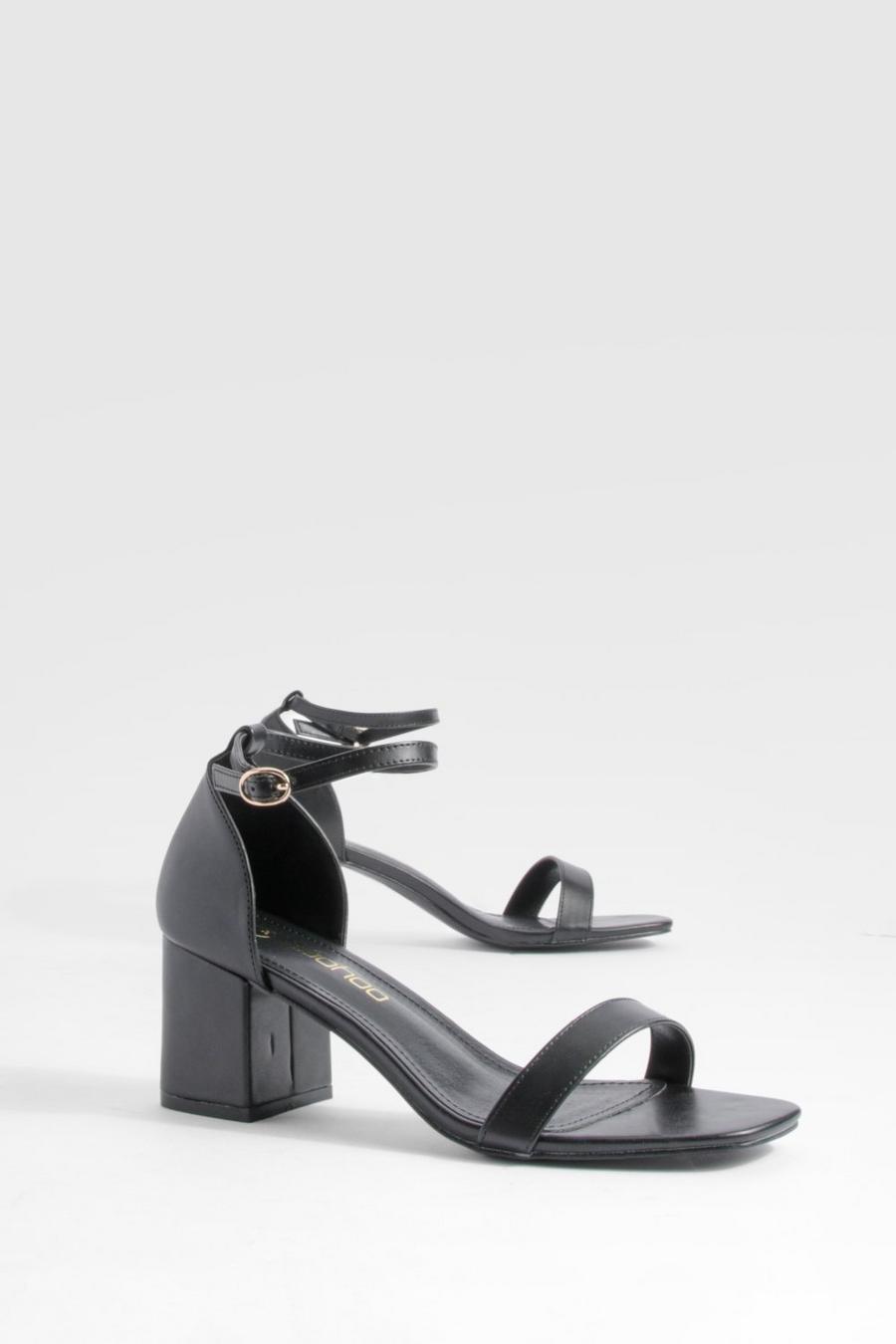 Black Wide Fit Low Block Barely There Heels   image number 1