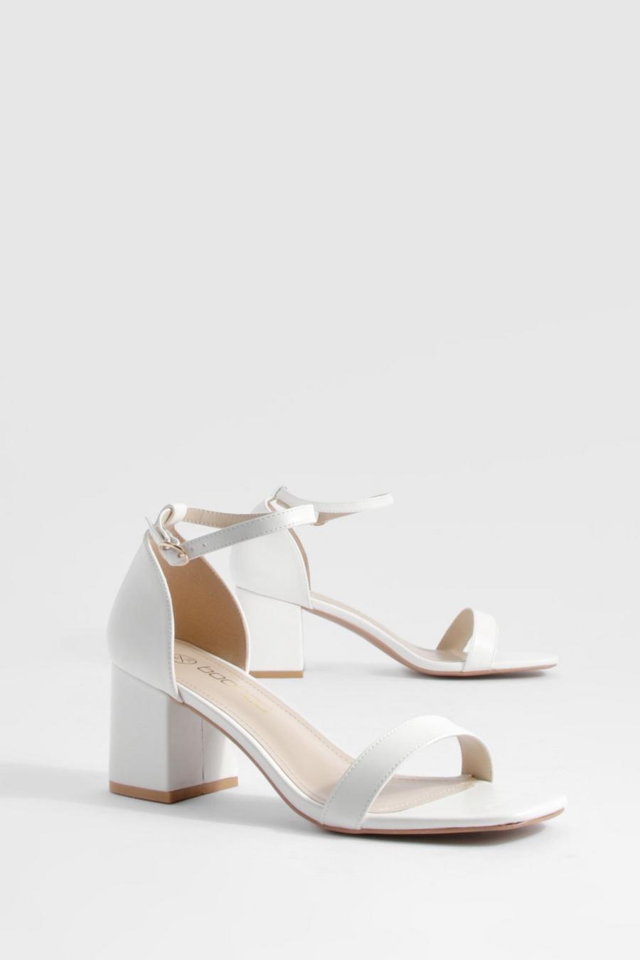 White Wide Fit Low Block Barely There Heels   image number 1
