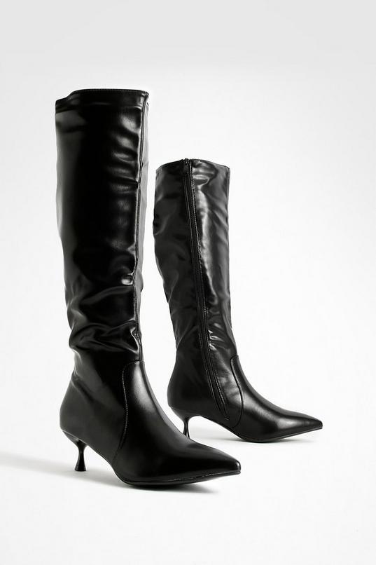 Low Heel Pointed Toe Knee High Boots