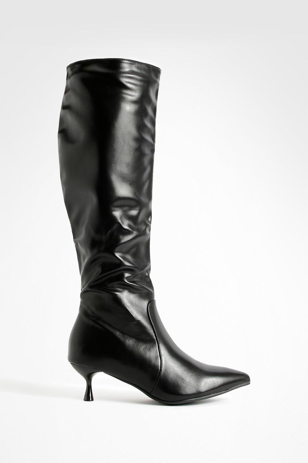 Black pointed toe store boots low heel