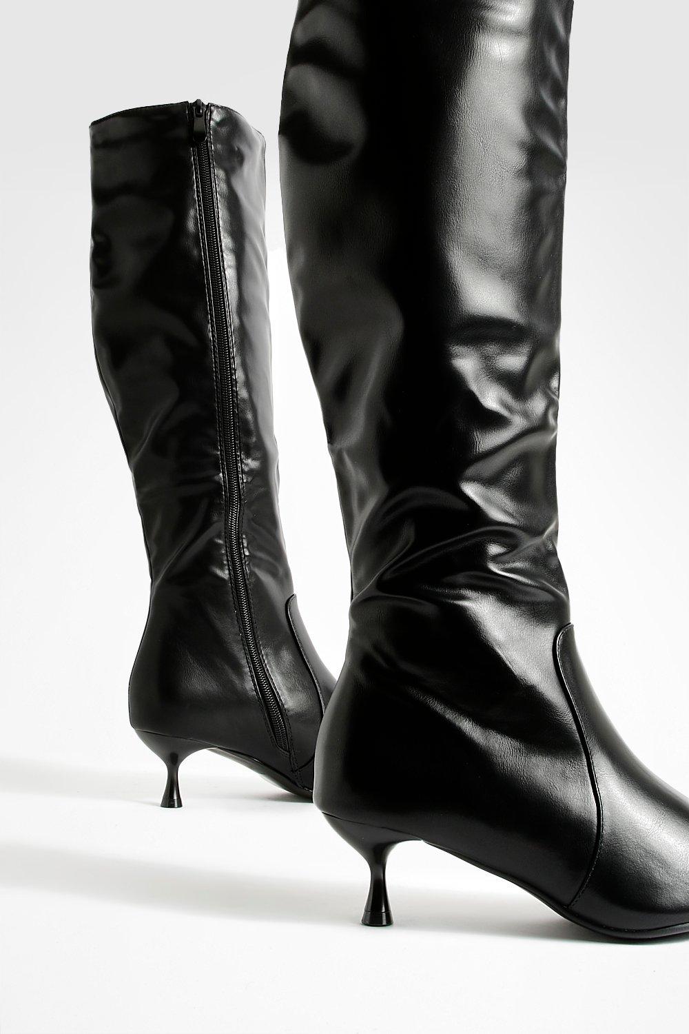 Black leather boots pointed toe best sale