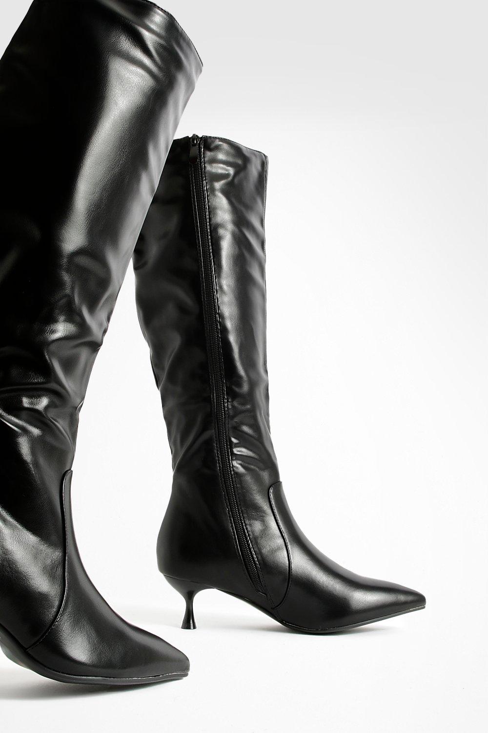 Low Heel Pointed Toe Knee High Boots