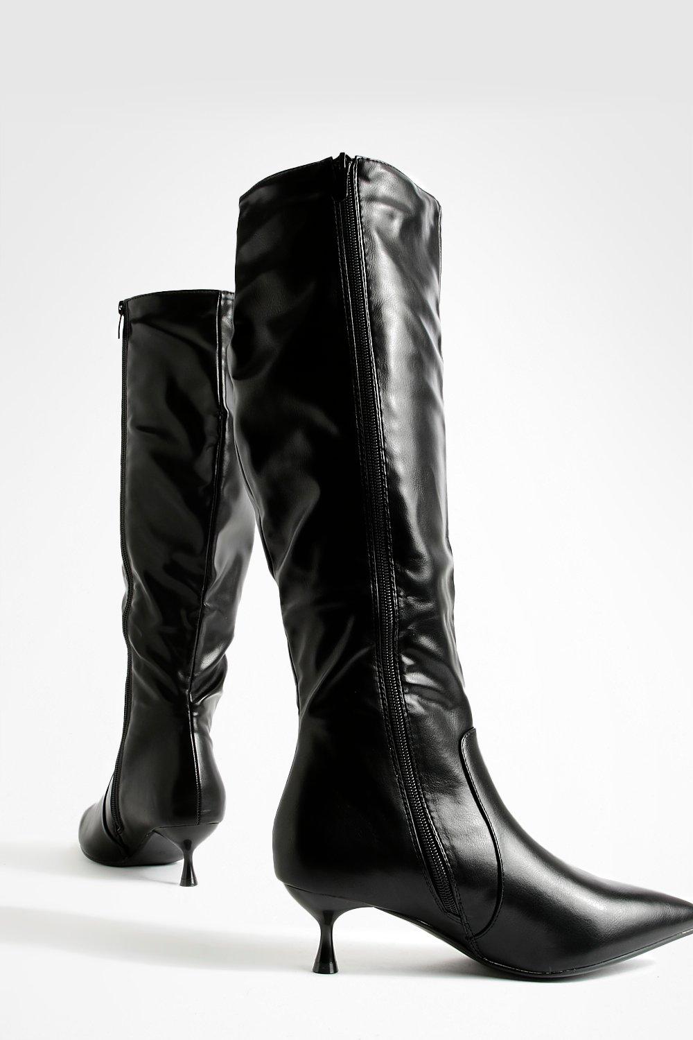 Knee high boots hot sale with little heel