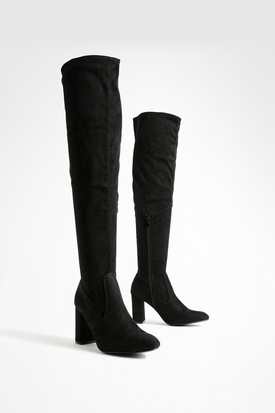 Overknee Stiefel mit Blockabsatz, Black