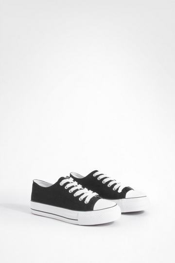 Black Platform Low Top Lace Up Trainers