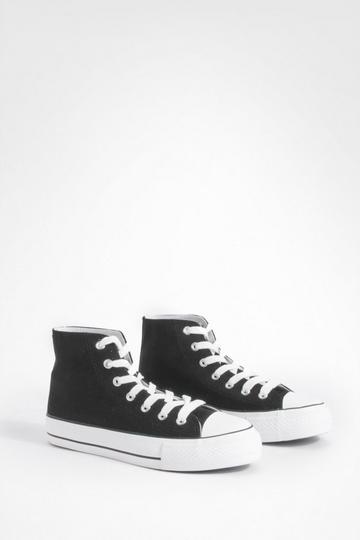 Black Platform High Top Lace Up Trainers