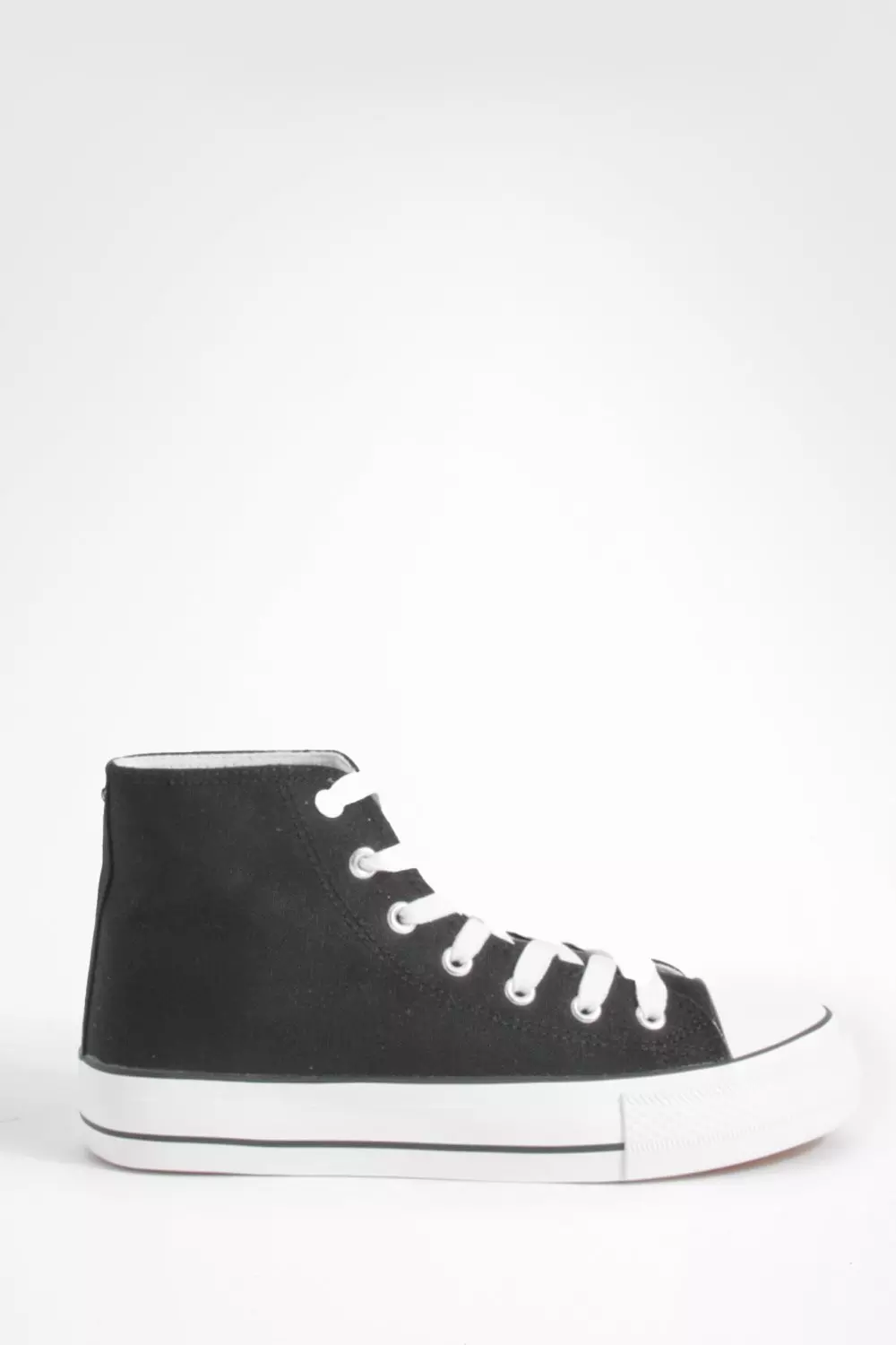 Black Platform High Top Lace Up Trainers    صورة بديلة