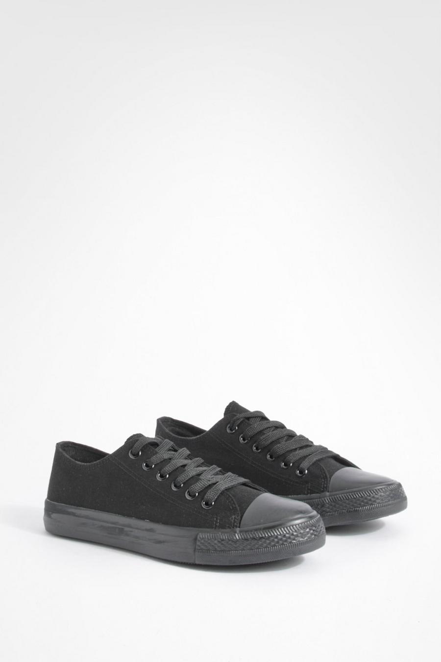 Black Low Top Lace Up Trainers image number 1