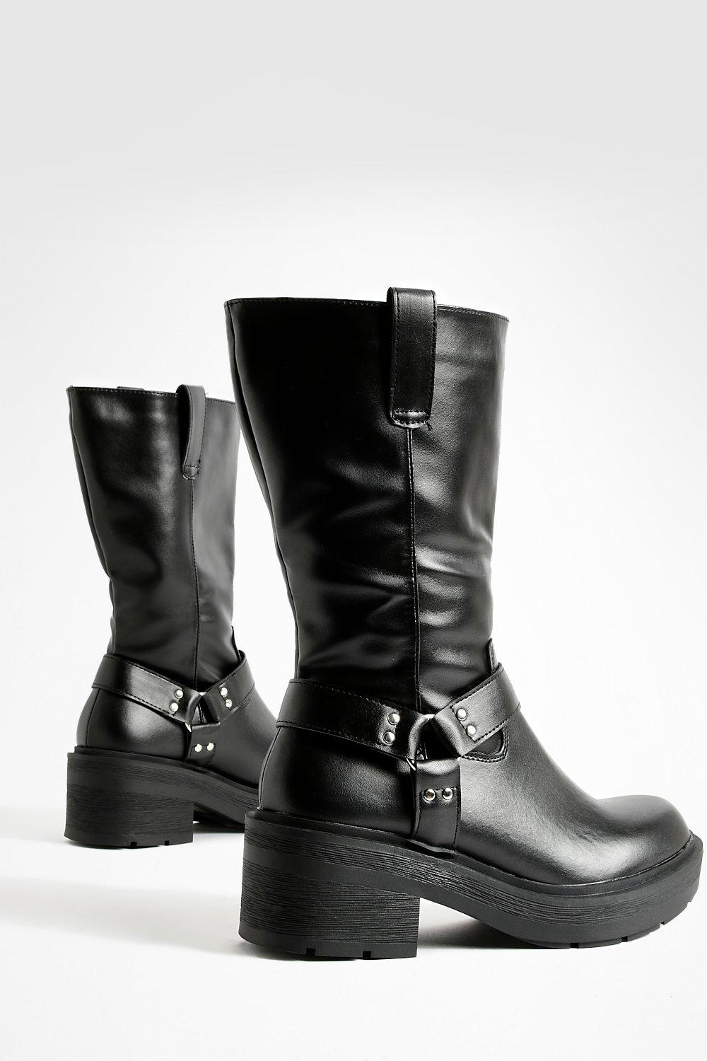 Chunky black best sale boots with buckles