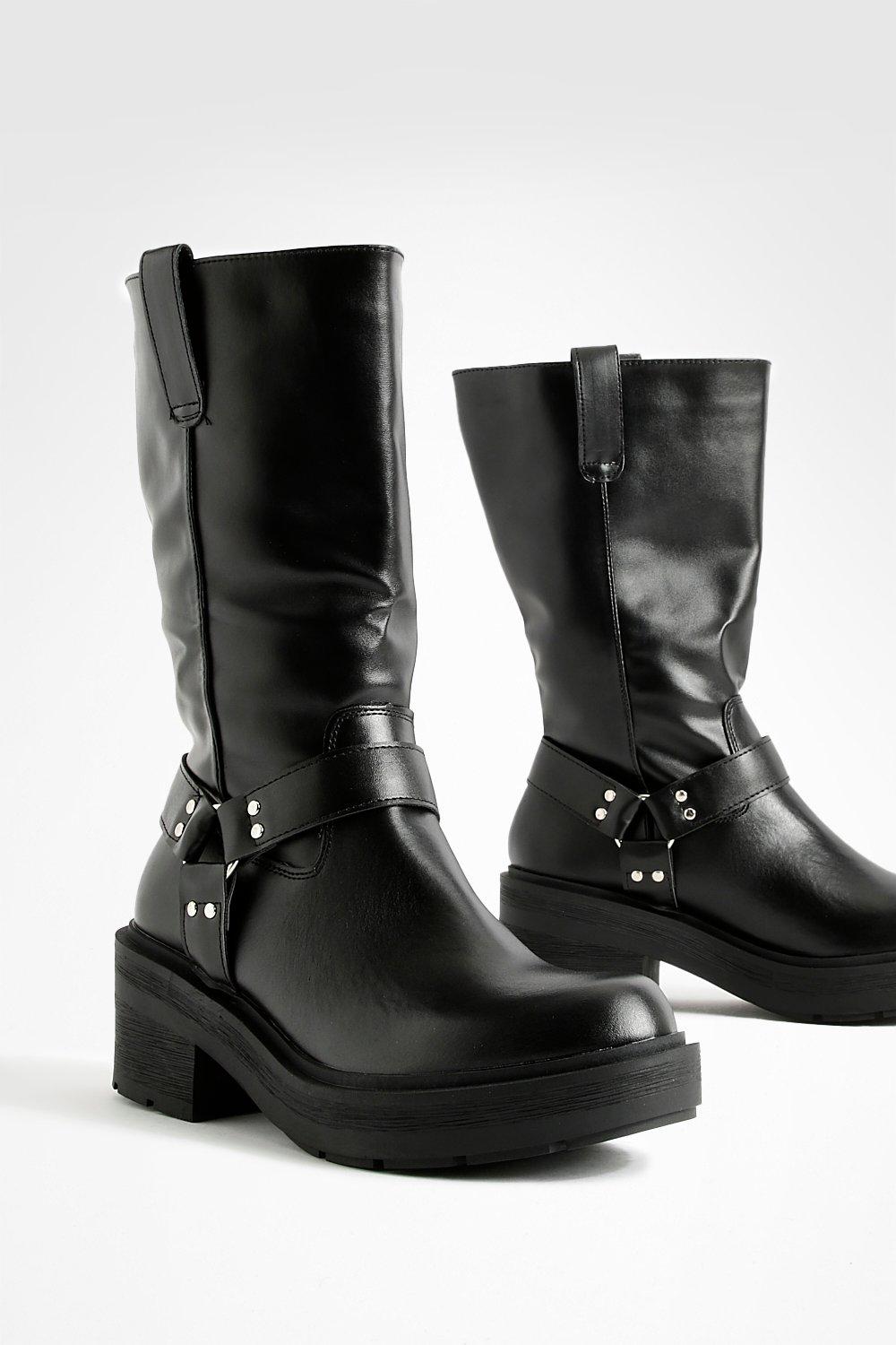 Black shin sale high boots