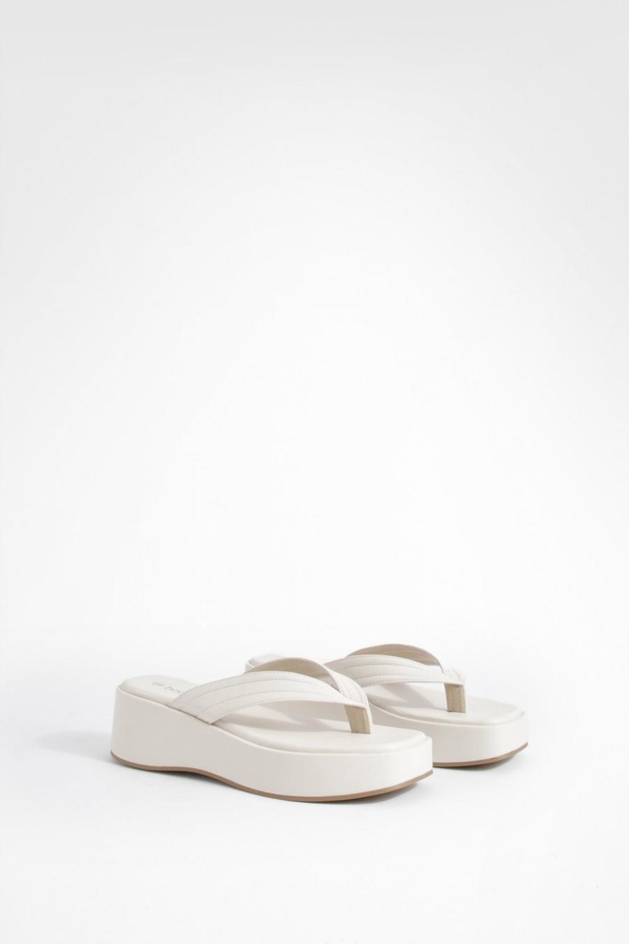 Ecru white Toe Post Chunky Sandals