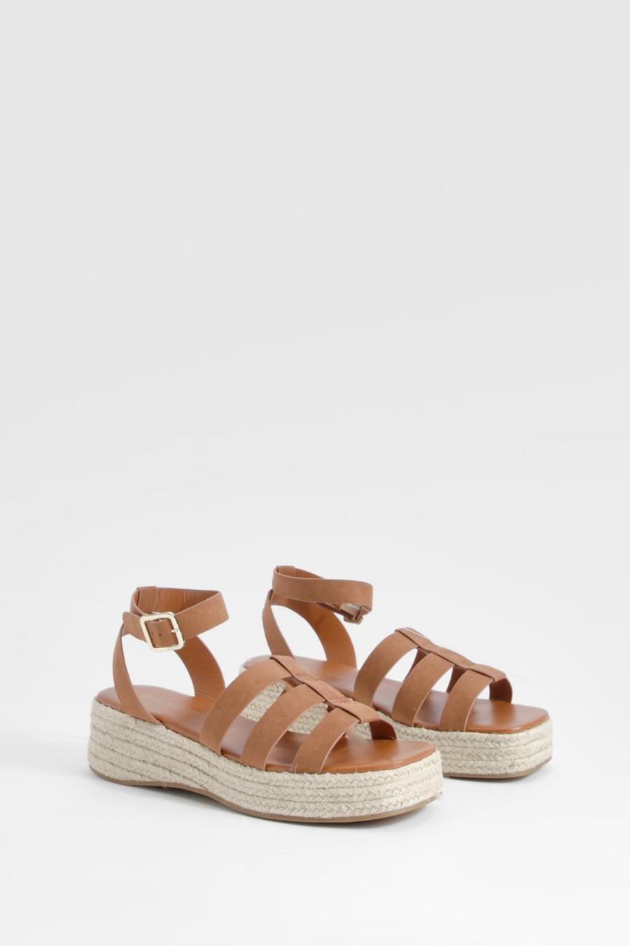Tan brown Gladiator Flatform Sandals