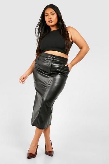 Plus Pu Midaxi Skirt black