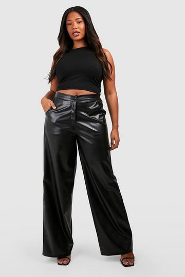 Plus Pu Wide Leg Trousers black