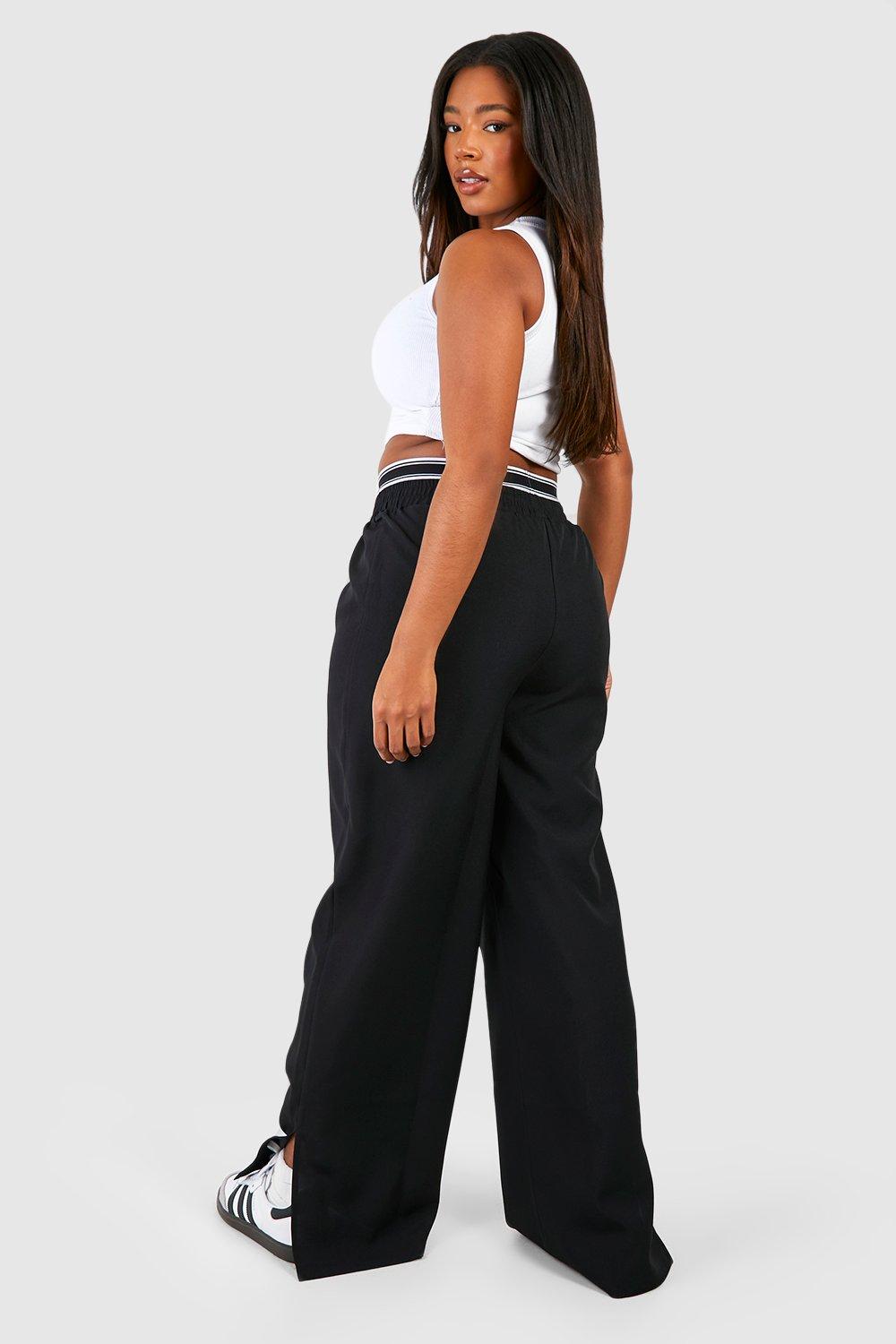 Pantalon large taille élastiquée noir femme