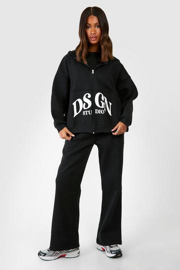 Black Dsgn Studio Zip Through Hooded Straight Leg Tracksuit