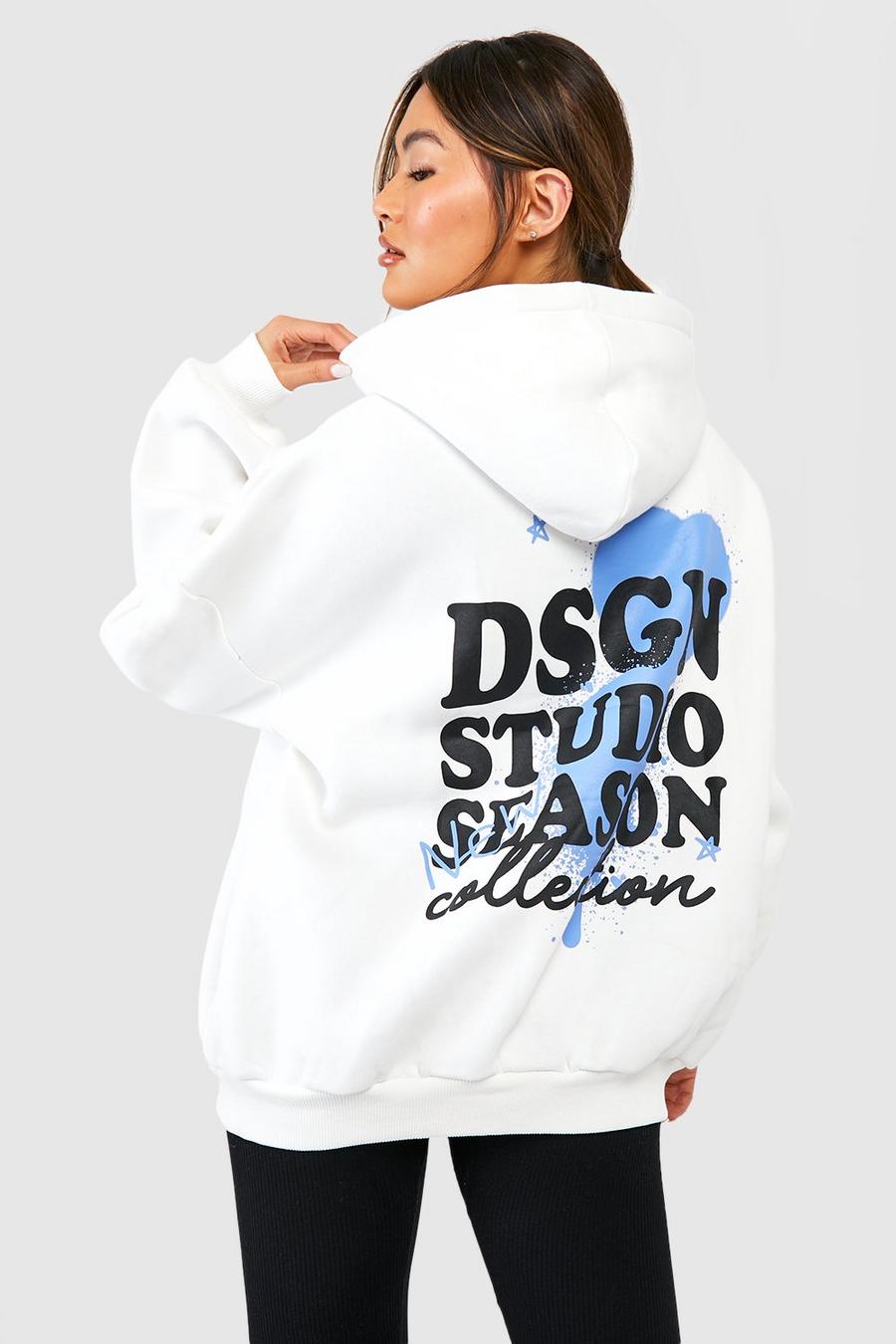 Ecru Dsgn Studio Oversize hoodie med slogan image number 1