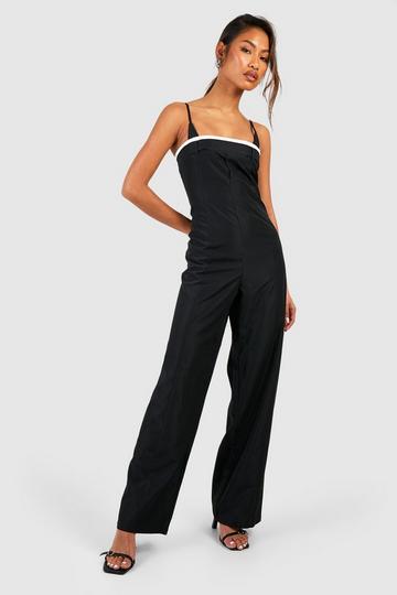 Boxer Detail Strappy Jumpsuit black