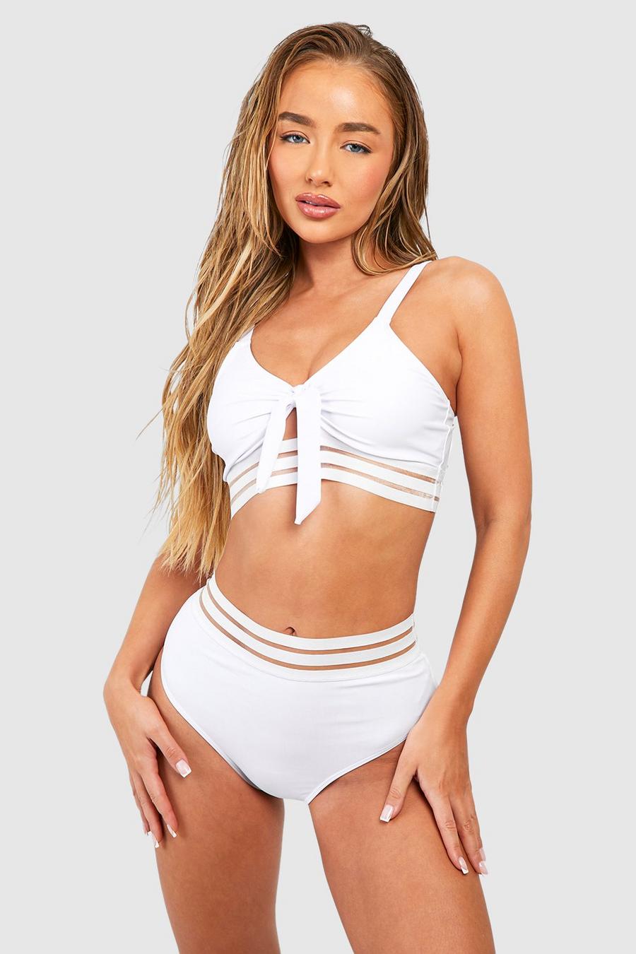 White Bikini i mesh med hög midja image number 1