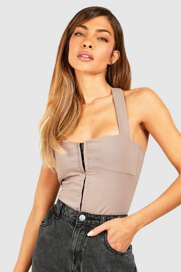 Bengaline Hook & Eye Corset Top mocha