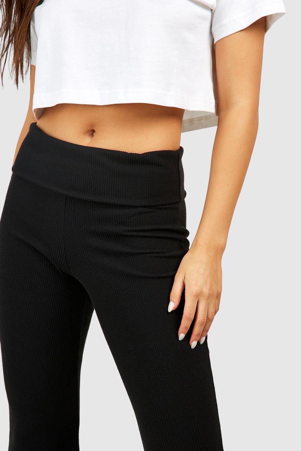 River Island foldover logo waistband leggings in black