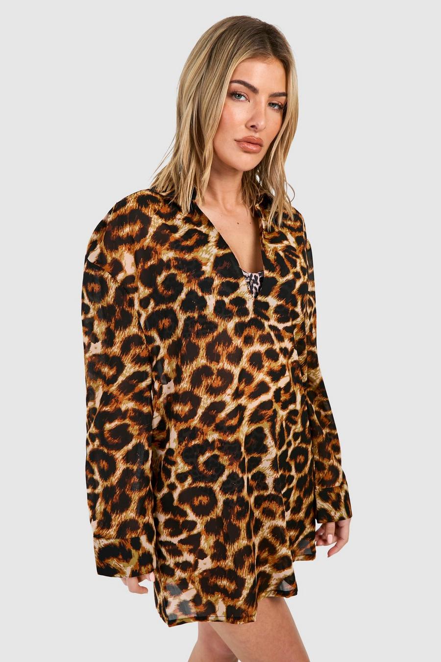 Brown Leopard Beach Cover-up Tunic image number 1