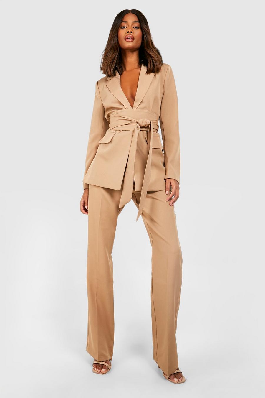 Soft beige Fit & Flare Tailored Trousers