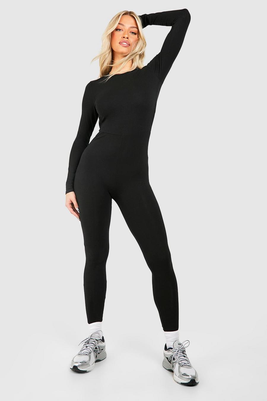 ASOS DESIGN strappy soft touch unitard jumpsuit in black