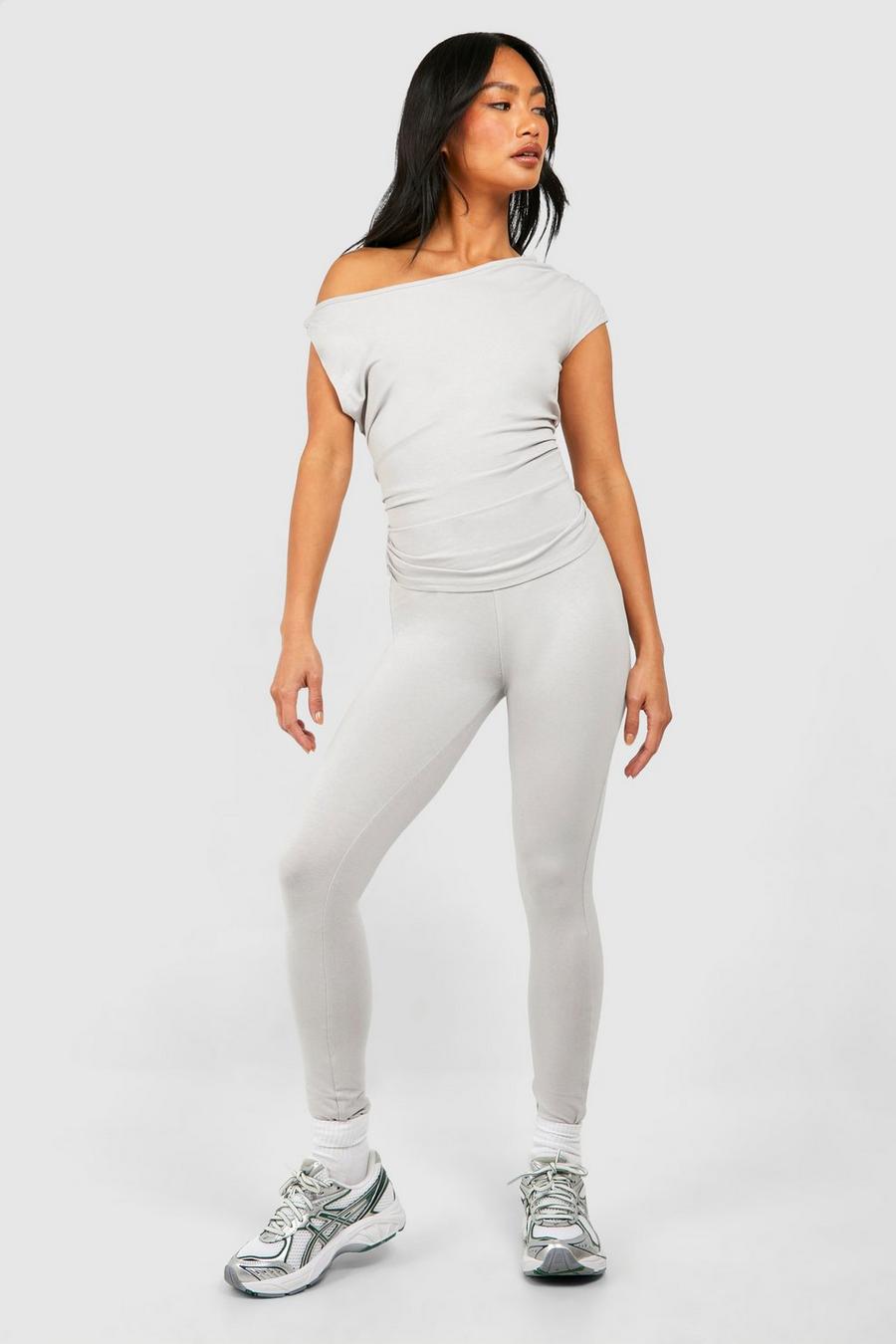 Light grey Premium Mjuka leggings med hög midja image number 1