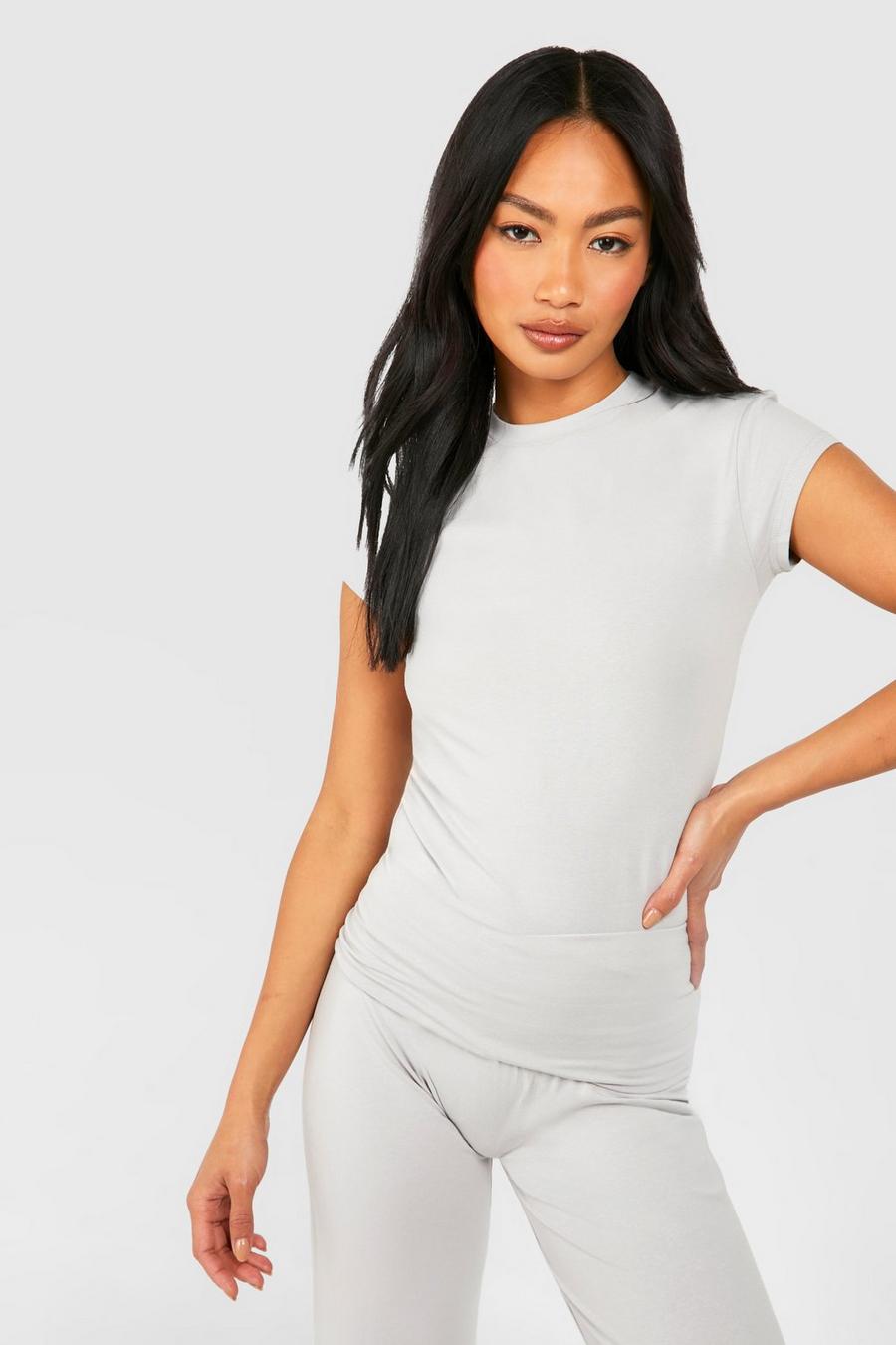 Light grey Premium Super Soft Cap Sleeve Fitted T-shirt 