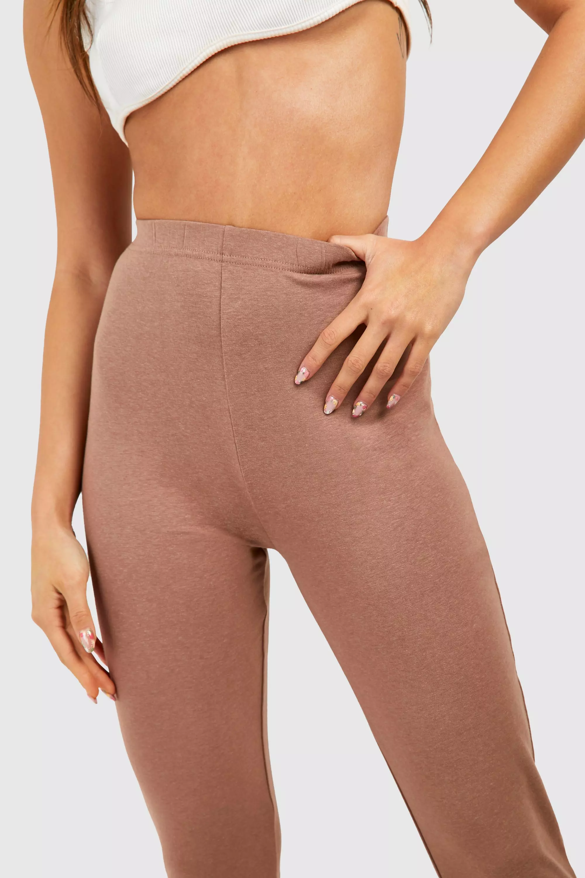Taupe Premium Super Soft High Waisted Flares صورة بديلة